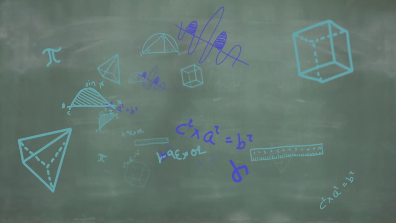 블랙보드 의 수학적 다이어그램 과 방정식 에 대하여 졸업 모자 와 졸업증 아이콘
