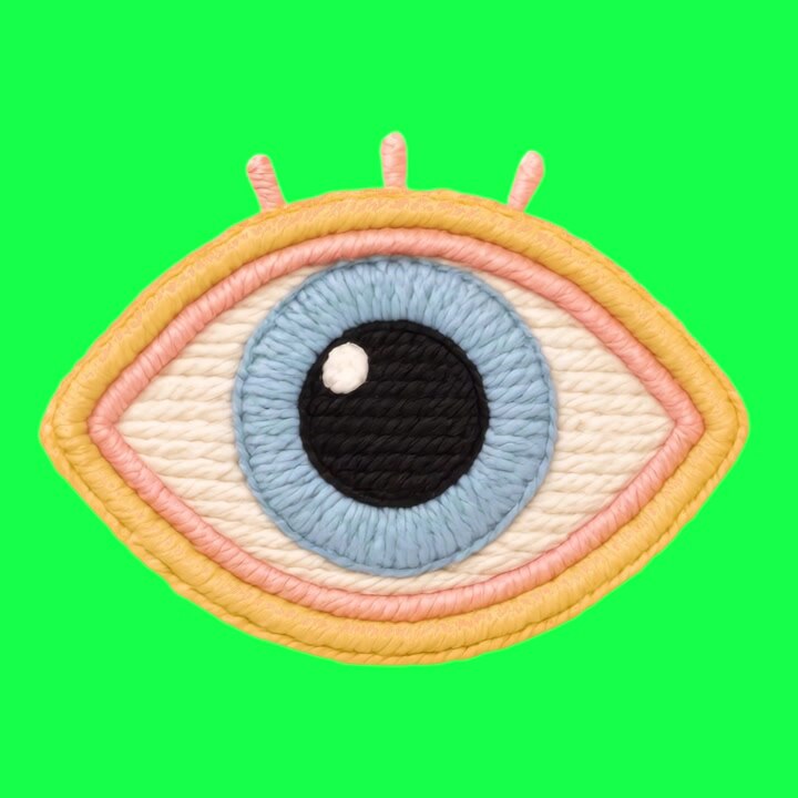 Handmade Yarn Eye Blinking on Green Screen Loop