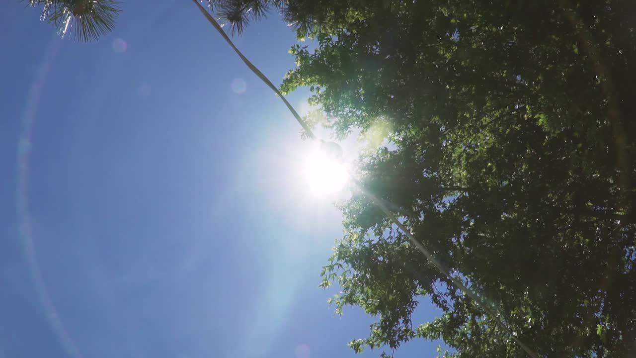 낮에 램프 뒤의 완벽한 플레어