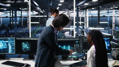 Multiracial Technicians In Diverse Data Center Review Ai Diagnostics