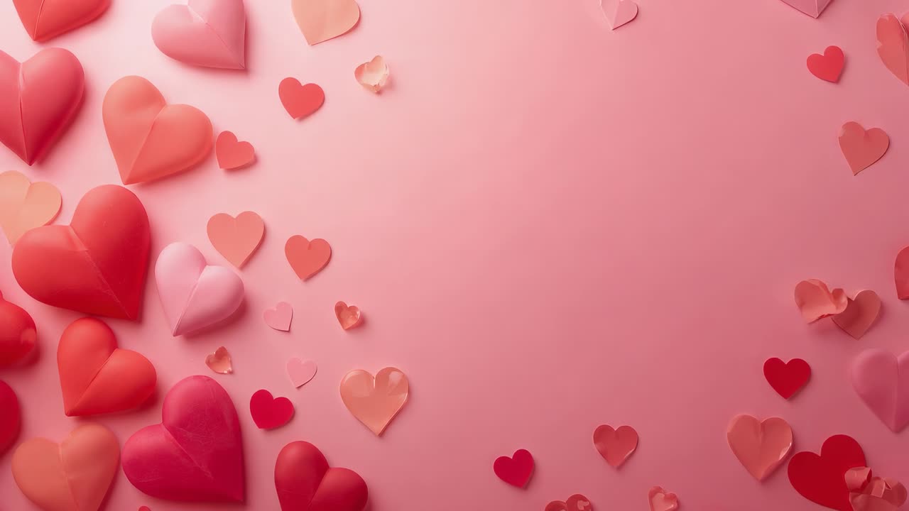 Mostra lo spostamento del cluster del cuore sinistro con una lenta angolazione della camera che rivela uno sfondo rosa pastello, spazio per la copia