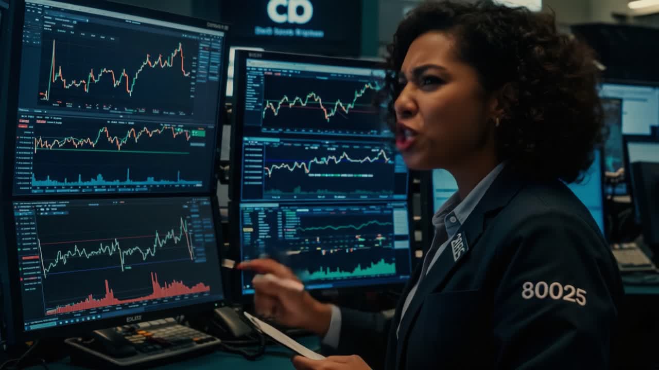 A Determined Trader Analyzing Market Trends, Responding to Real-Time Data with Passion and Precision in a Fast-Paced Trading Environment