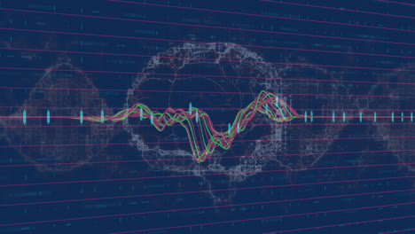 animación del procesamiento de datos sobre el cerebro humano