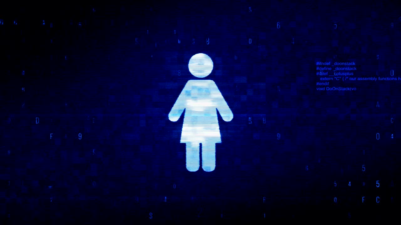 여성 기호 디지털 픽셀 노이즈 오류 애니메이션