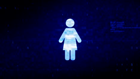 mujer símbolo pixel digital ruido error animación.
