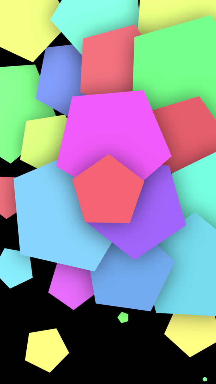Abstract Animation of Colorful Pentagons Filling and Receding