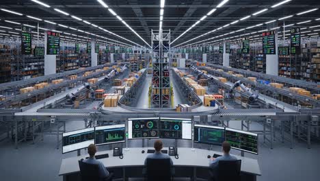 advanced warehouse operations: an insight into high-tech logistics facilities with automated systems and real-time monitoring by operators