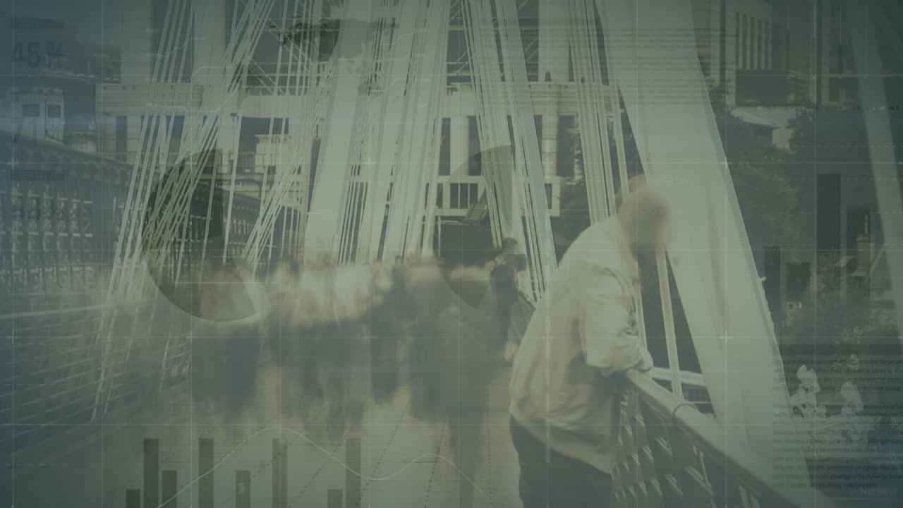 animación de estadísticas y procesamiento de datos sobre personas que caminan