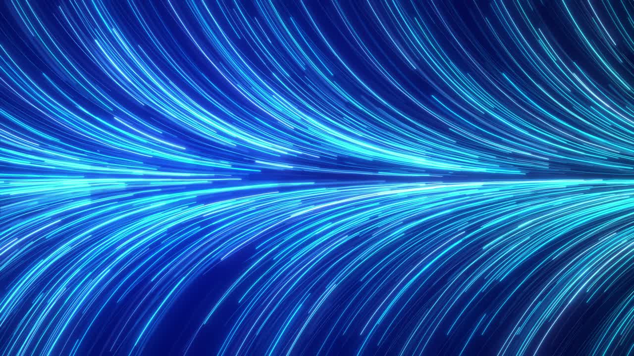 Løbende abstrakt blå fiberoptisk linjeflow. Koncept for digital datastrøm med høj hastighed.
