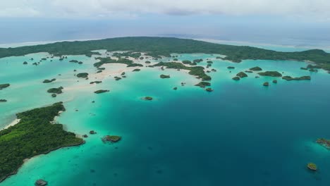 aerial drone view of secluded islands in fiji