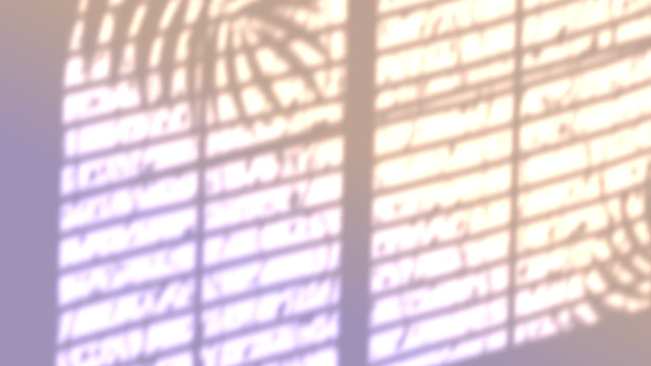 노란색 배경에 떨어지는 잎과 비의 창문 그림자의 애니메이션