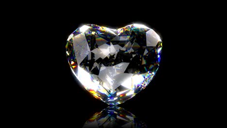 beautiful closeup of diamond heart on black background for celebration design. animation illustration. 3d animation. 4k