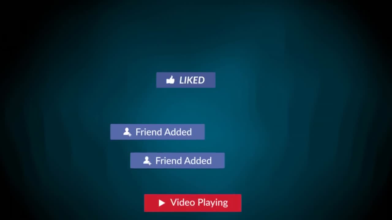 animación de iconos de medios sobre un fondo negro
