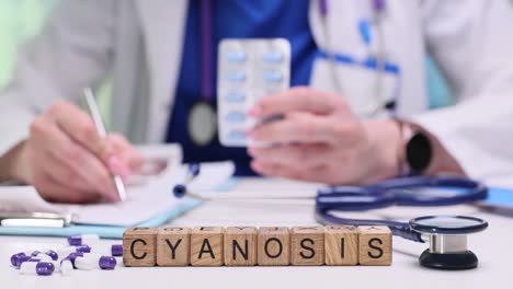 medical concept of cyanosis with doctor and medication