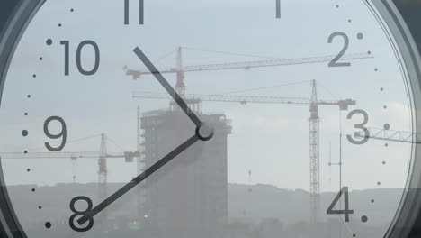 animation of clock ticking over cityscape