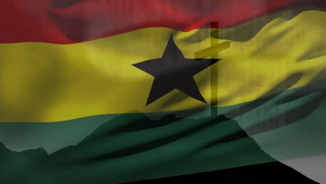 Animation-Des-Christlichen-Kreuzes-Und-Der-Flagge-Ghanas