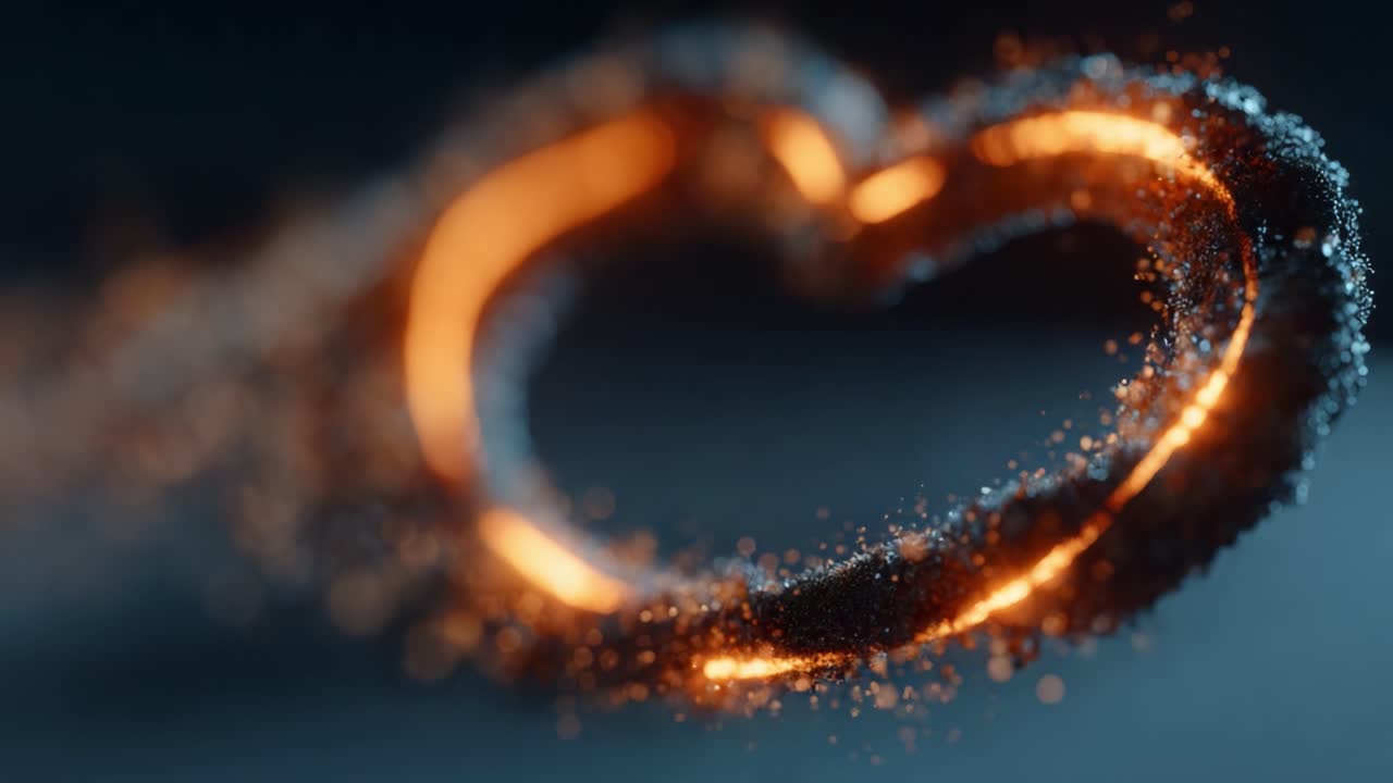 An Enchanting Display of Light and Texture: A Captivating Heart Shape Formed from Glimmering Particles in Dynamic Motion, Representing Love and Passion in Vivid Detail
