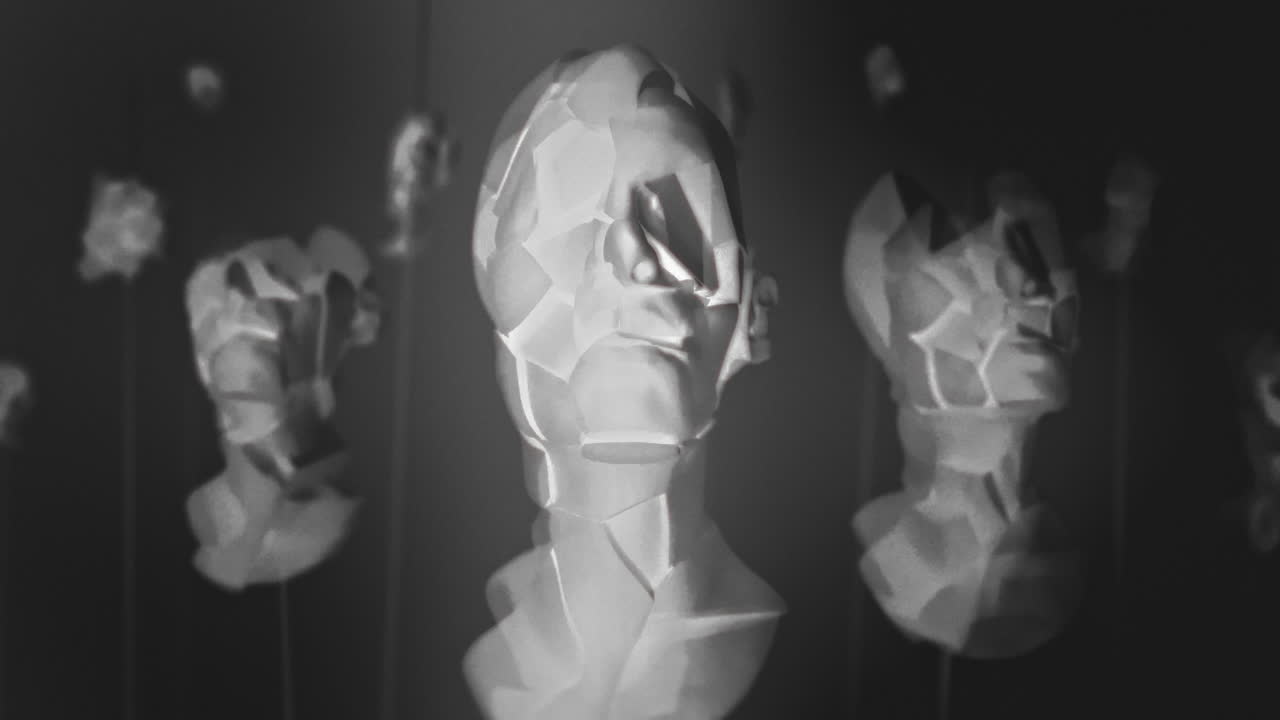 Broken mannequin head shells in xray