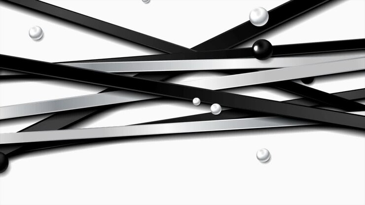 Tech video animation with black white stripes and beads