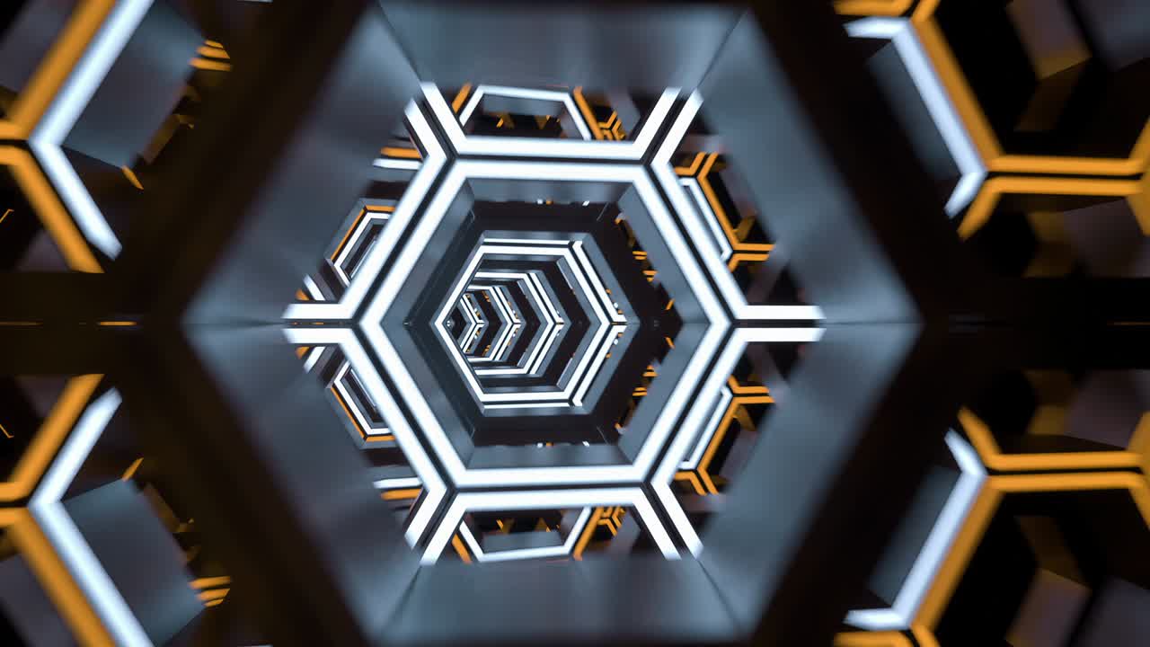luces de neón de túnel hexadecimal futurista y animación de bucle de movimiento