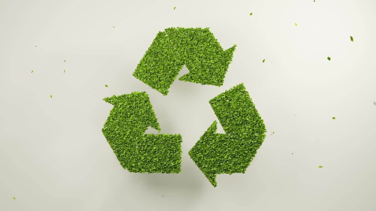renderización en 3d de hojas que forman el símbolo de reciclaje
