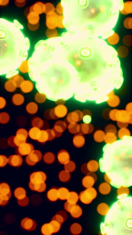 células de virus verdes bajo un microscopio