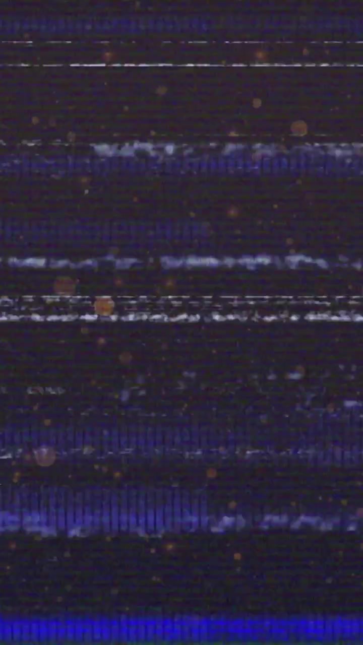 Glitch effect animation with static noise and horizontal lines over dark background