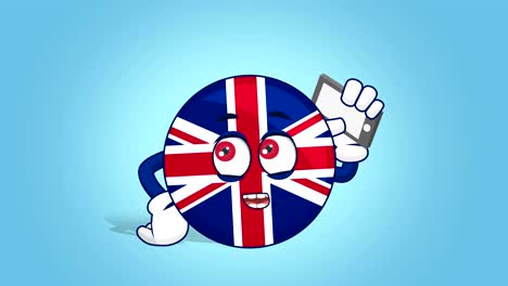 cartoon great britain united kingdom  call phone with face animation with alpha matte