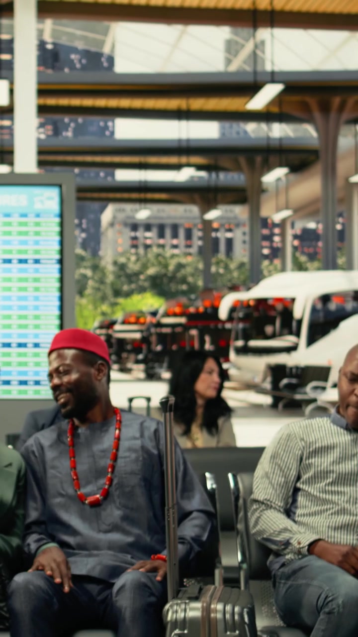 Careless accidental contact between rushing travelers at busy coach station