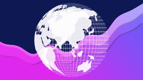 Animation-Eines-Sich-Drehenden-Globus-Auf-Abstraktem-Violettem-Hintergrund