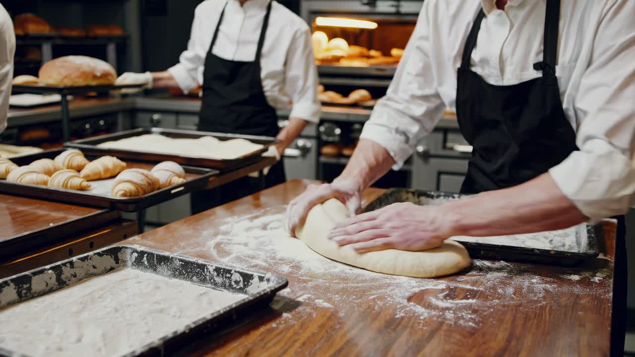Bäcker kneten Teig