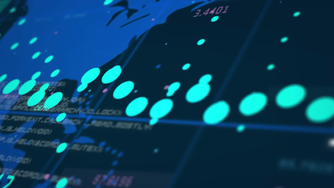 Animation of data processing and world map