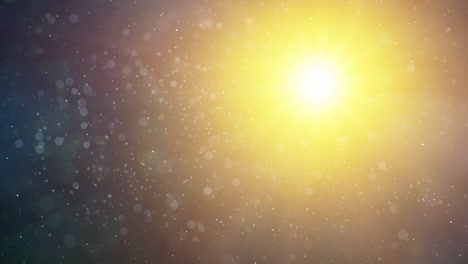 brilliant golden light radiates through sparkling cosmic dust particles - magical atmosphere with floating bokeh effects