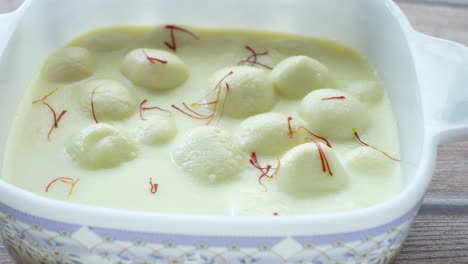 close-up of rasmalai indian dessert