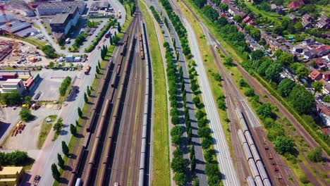 panoramic view of railway station near the marina in bremen, germany