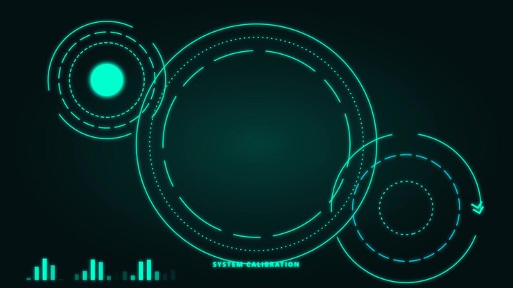 Futuristic Digital HUD Interface with Rotating Circular Elements