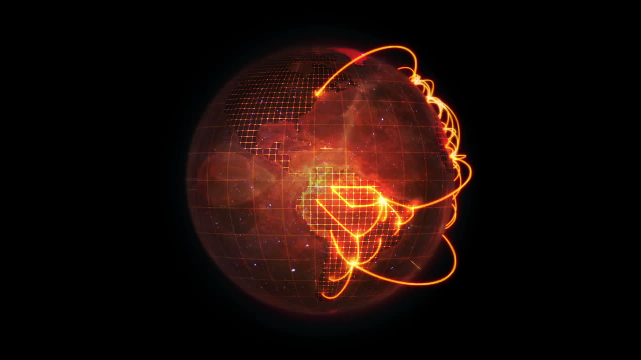 tierra naranja girando sobre sí misma con la red en ella