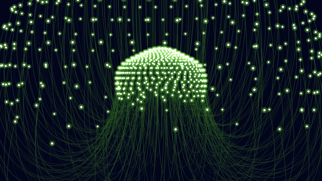 Complex 3d network lines and dots form intricate system