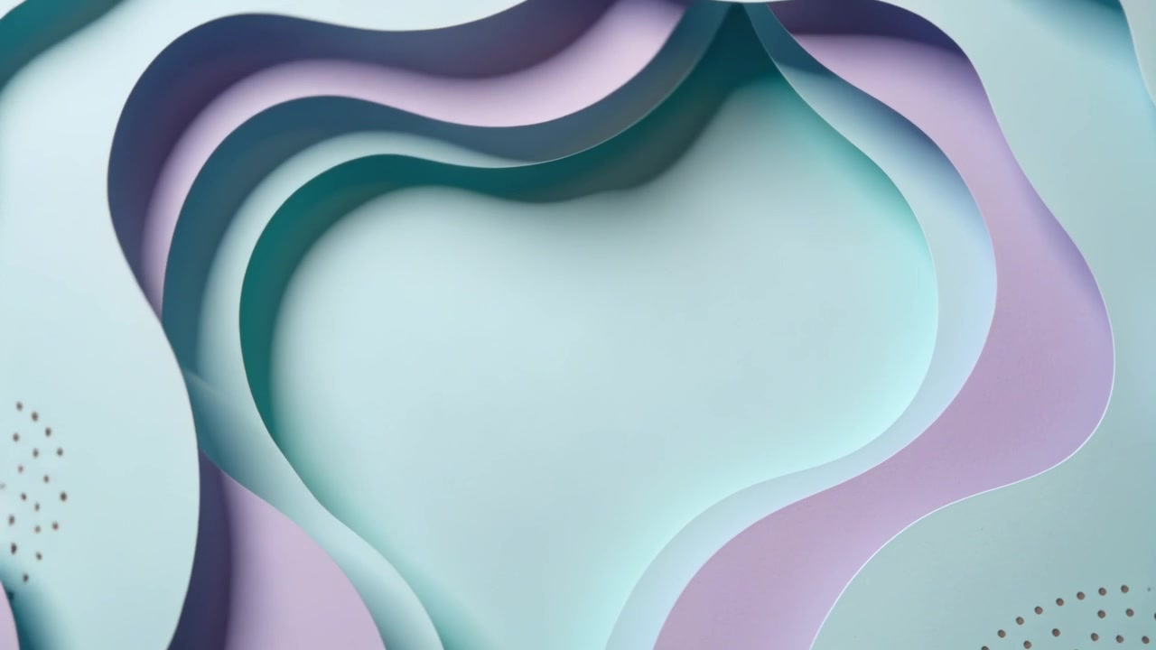 Starting keyframe lavender-teal panels shifting in on pastel canvas showing dot clusters for depth