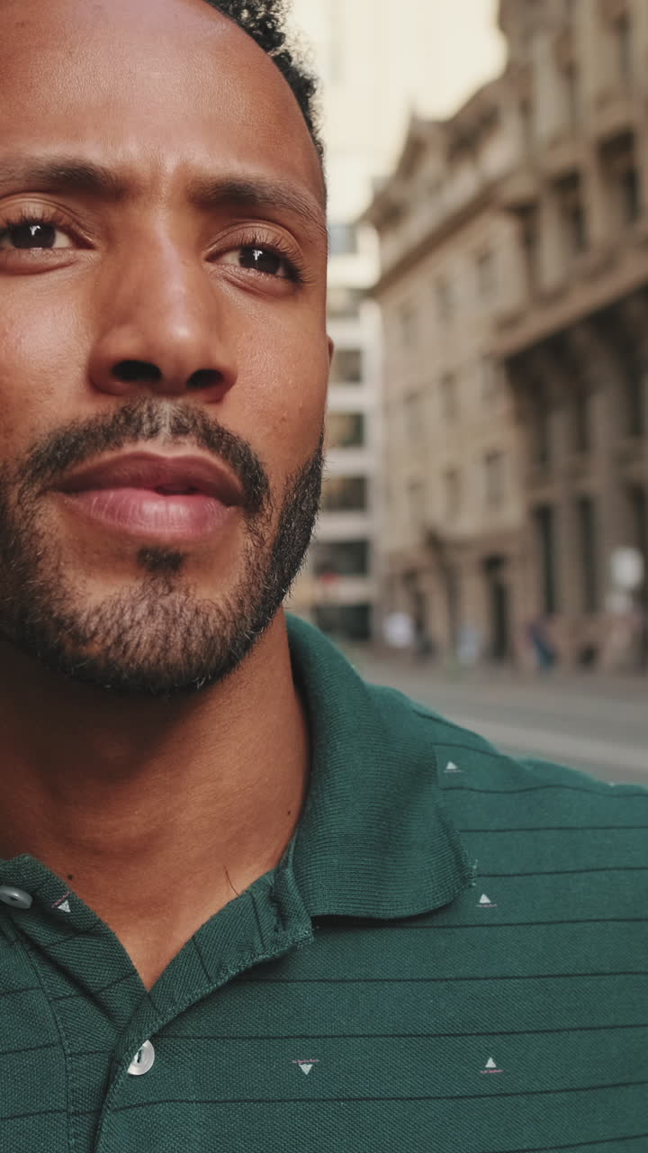 Portrait of a man with a beard in the city