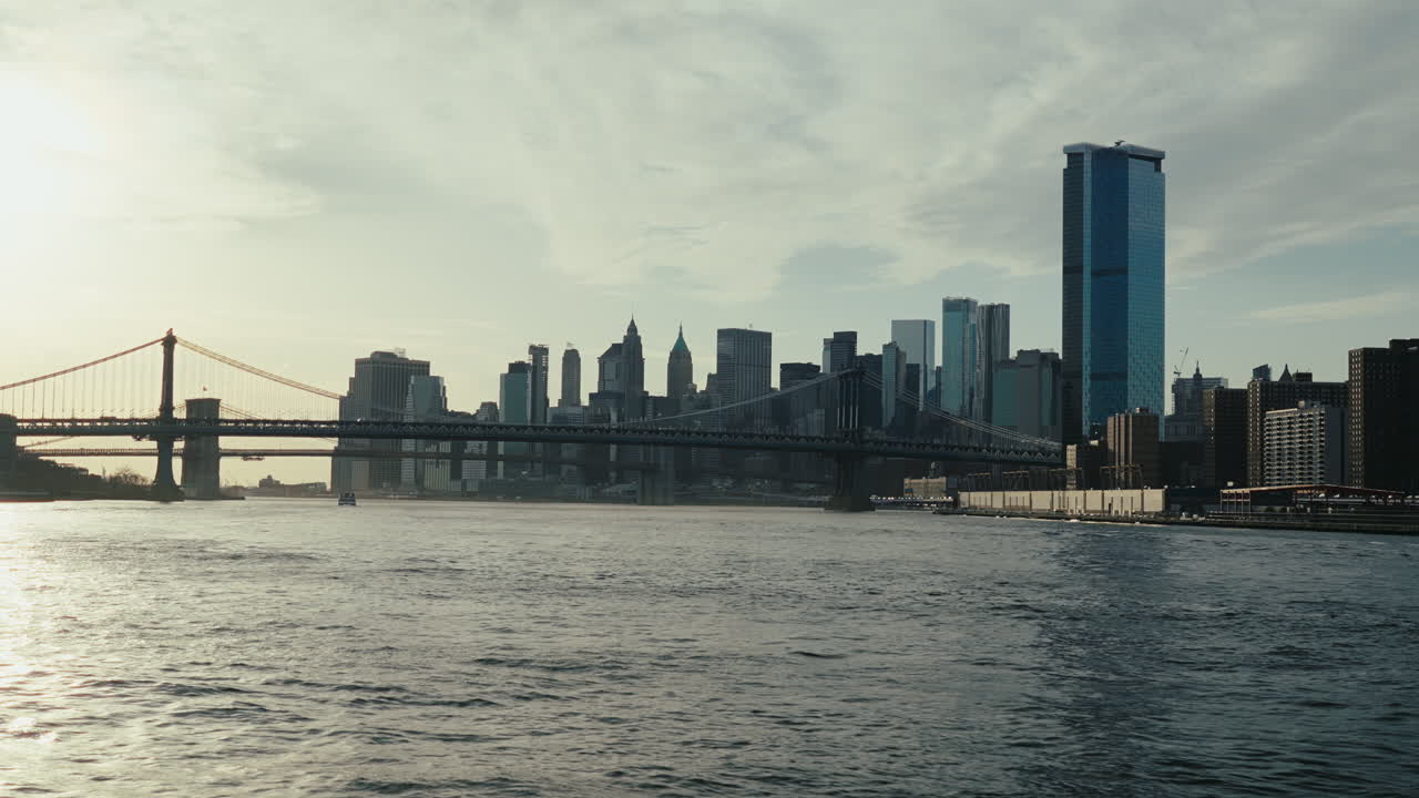 L'orizzonte di New York al tramonto