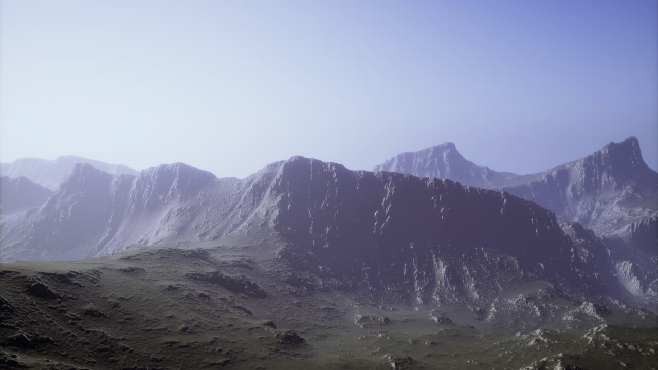 Majestic mountain landscape under soft sunlight at dawn