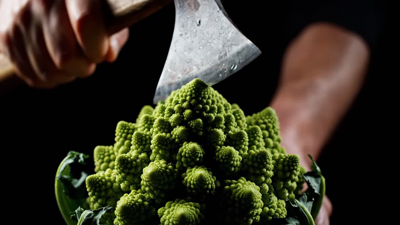 Chopping Romanesco Broccoli
