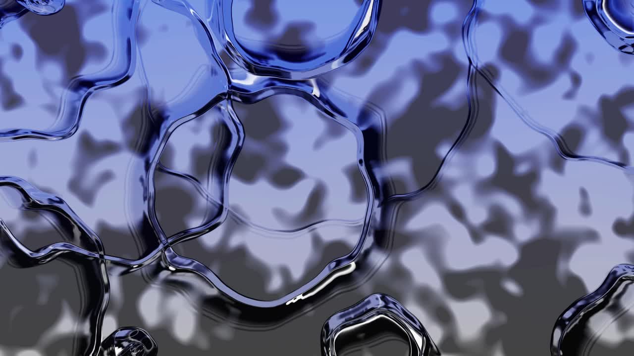 Forme liquide astratte blu e argento che fluiscono senza soluzione di continuità