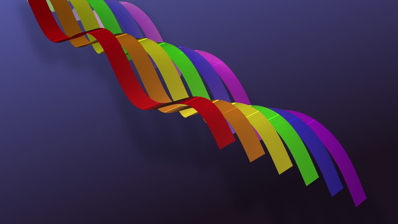 파란색 리본으로 만든 무지개 발. 자부심 개념. 추상적인 배경. 루프 애니메이션.