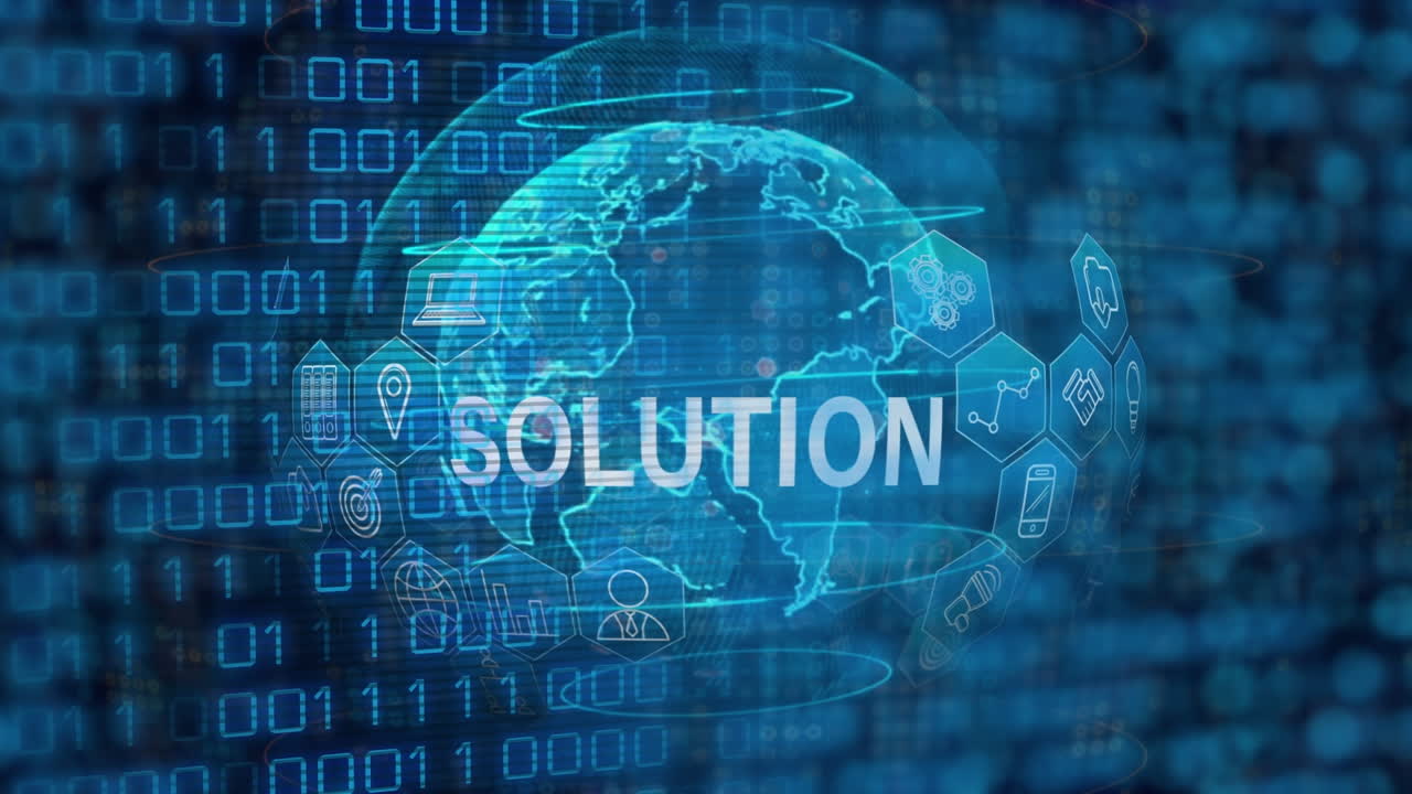 세계에 대한 솔루션 텍스트의 애니메이션 및 데이터 처리