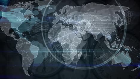 Animación-De-Procesamiento-De-Datos-Y-Mapa-Mundial-Sobre-Relojes.