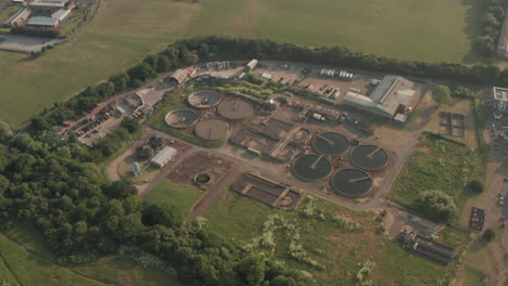 pan down aerial shot over braywick recycling and refuse centre water treatment plant