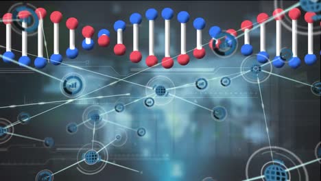 Animación-De-Red-De-Conexiones-Sobre-Cadena-De-ADN.