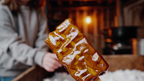 making and enjoying maple taffy on snow